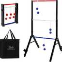 Steel Ladder Ball Game Set with 6 Bolas Assembly-Free Ladder Toss Includes Scorekeeper and Carry Case Yard Outdoor Games for Adults & Family (Flag)