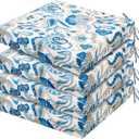 HARBOREST Outdoor Chair Cushions Set of 4, Water Resistant Patio Chair Cushions with Ties, Square Corner Outdoor Seat Cushions for Patio Furniture, 18.5"x16"x3", Blue Butterfly