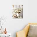 DEMCEAR Farmhouse Vintage Daisy Wall Art for Living Room, Rustic Retro Floral with Grey Brown Framed Canvas Wall Art for Bedroom Bathroom Office Home Decor, 16L x 12W Inches