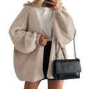 PRETTYGARDEN Womens Oversized Cardigan Sweaters 2025 Fall Long Lantern Sleeve Knit Open Front Lightweight Sweater (Grey Beige,L)