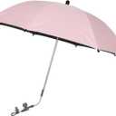Baby Pram Umbrella with Adjustable Universal Clamp, Children Buggy Sun-Proof Parasol with Clip On UPF 50+ Great for Pushchair, Strollers (Pink)