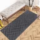 PURRUGS Dirt Trapping Door Mat 24" x 59", Non-Slip Machine Washable Entry Rug, Shoe Scraper, Dog Doormat, Super Absorbent Welcome Mat for Front & Back Door, Muddy Wet Shoes & Paws, Grey