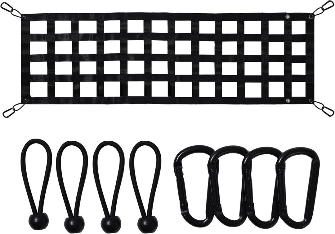 Truck Tailgate Net 60''x18'' Heavy Duty Tailgate Cargo Net for Pickup Truck Bed Organizer with Reflective Stripes Suitable for Trailer, Boat, SUV