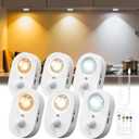 LOHAS 6-Pack Rechargeable Motion Sensor LED Puck Lights, Stick-On Wireless Magnetic Night Lights with Remote, Adjustable Brightness, Dimmable Under Counter Lights for Drawer, Kitchen, Bedroom, White