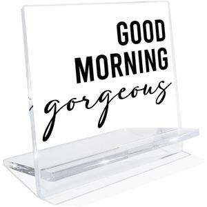Funny Bathroom Sign Decor, Good Morning Gorgeous Signs, Acrylic Decoration for Bathroom Restroom Toilet, Home Desktop Decorations, Desk Decor Art, Housewarming Gift 4.3x3.9x2.5 inches