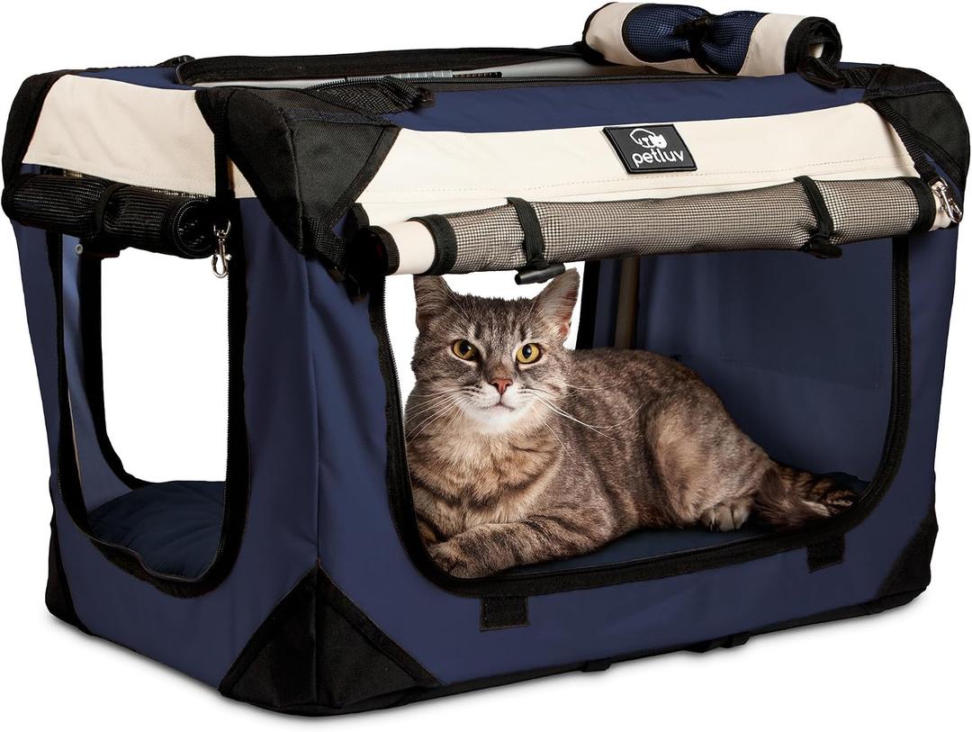 Cat & Dog Carrier, Fits Most Cats or Small Dog Comfortably, Medium, Navy
