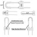 4 Pack Child Proof Sliding Cabinet Door Code Locks Baby Safety Cupboard Locks Adjustable U Shaped Cabinet Latches for Knob Handle Drawers Closet Plastic (4 PCS, White)