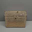 ELLDOO Crystal Wedding Card Box with Heart Lock, Money Card Box Treasure Chest Style Gold Gift for Wedding Receptions, Centerpiece Decor, Anniversary, Keepsake