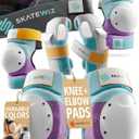 SKATEWIZ Adult Knee Pads, Skate & Skateboarding Wrist Guards for Skating Adult with Elbow Pads - Skateboard Protective Gear - Shield - Size M Lavender Blue - Roller Skates, Inline Skates