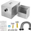 BEAMNOVA 8lbs Commercial Grease Trap Stainless Steel Interceptor for Restaurant Side Inlet