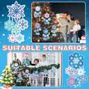 Tenceur 150 Pcs/24 Sets Unfinished Winter Snowflake Ornament Christmas Tree Decorations Paper Snowflake Hanging Ornaments with String and Diamond Stickers for Xmas Winter Holiday Party Decor