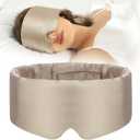 SECZIPE 100% Mulberry Silk Sleep Mask Eye Mask for Women Man with Adjustable Band, for Side Sleeper Blackout Sleep Mask for Travel Rest and Office Large Size (Taupe)