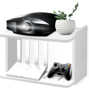 Projector Wall Mount Thickened Big Space Heat Dissipation 2 Layers Shelf for Projector, WiFi Router Projector Mount, Projectors Shelf, Floating Wall Shelf White (0.4 in / 1 cm)