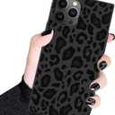 Designer Luxury Case for iPhone 15 Pro Women,Black Gray Leopard print Classic Checkered Style,Hard PC+Soft Silicone case is Shock-Proof and Skid-Proof for Protective Case