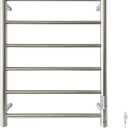 R FLORY 6 Bars Towel Warmer for Bathroom, Wall Mounted Electric Heated Towel Rack with Timer, Plug-in/Hardwired Stainless Steel Towel Heater, Brushed Nickel