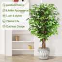 4ft Ficus Artificial Trees with Natural Curved Trunks, 48" Tall Lush Faux Tree for Home Decor Indoor, Green Lifelike Fake Ficus Tree Artificial Plants