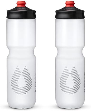 HydraPak | Polar Bottle - Breakaway Surge Lightweight Bike Water Bottle 2-Pack - High Flow, Cycling & Sports Squeeze Bottle (Clear, 880ml / 30oz)