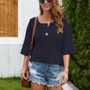 Summer Shirts for Women 2026 Short Sleeves Blouses Dressy Casual Tunic Tops (S)
