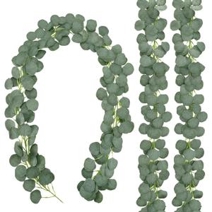 CEWOR 3 Pack Artificial Eucalyptus Garland 146 Leaves Greenery Silk Leaves Vines Artificial Silver Dollar Eucalyptus Plants for Wedding Party Home Decoration
