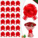 OULOVECO 24 PCS Red Ribbon Bow for Gift Wrapping Pull Bows Matte Bows Ribbon Baskets Wedding Christmas Birthday Party Gift Valentine's Day Flower Gift Boxes Bouquets Festivals Decoration