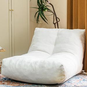 Bean Bag Chair Lazy Bean Bag Sofa, Floor Beanbag Chairs with Stuffed High-Density Foam, Memory Foam Bean Bag Sofa for Living Room, Bedroom and Office (White)