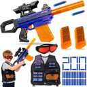 Toy Guns for Kids Ages 8-12, Electric Toy Sniper Rifle, Realistic Automatic Foam Sniper with Scope Tactical Vest Kit, Shooting Game Toys Ideal Birthday for Boys