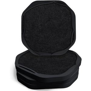 UMIRRO Absorbent Coasters for Drinks, Cool Silicone Cup Coaster with Felt Insert for Modern Coffee Table Decor, Small Unique Birthday Gift Ideas for Men Dad Him Women Mom Her, 4", Black, Set of 4 UMIRRO Absorbent Coasters for Drinks, Cool Silicone Cup Coaster with Felt Insert for Modern Coffee Table Decor, Small Unique Birthday Gift Ideas for Men Dad Him Women Mom Her, 4", Black, Set of 4