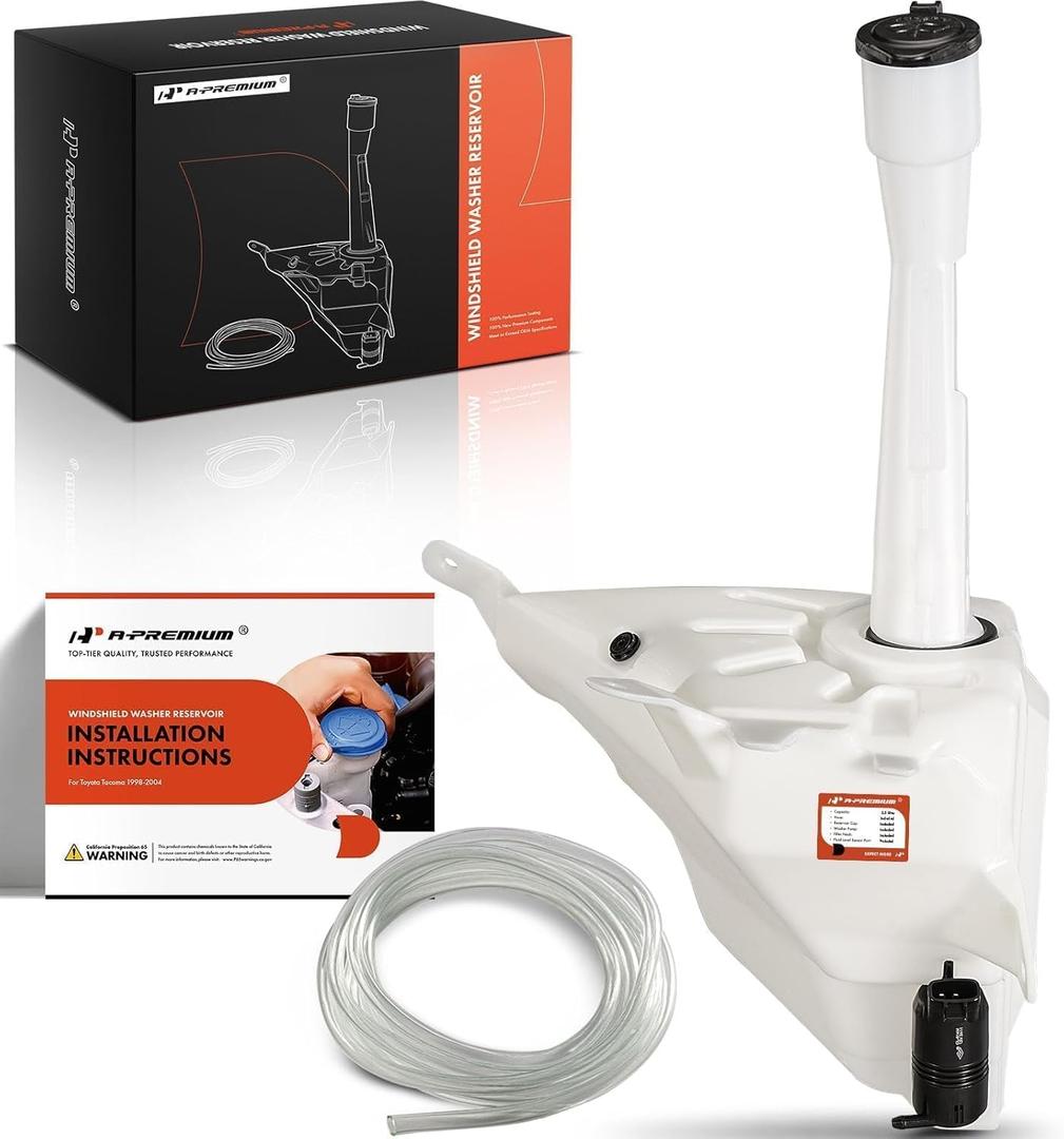 A-Premium Windshield Washer Reservoir Tank Assembly Compatible with Toyota Tacoma 1998-2004 - with Cap & Washer Pump & Fluid Level Sensor Hole, Replace 8531504060