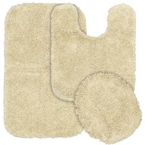 Garland Rug Serendipity Beige Linen 3 Piece Set (Toilet Cover, Contour Rug, Bath Rug) Shaggy Nylon Washable Bathroom Rug Set - Soft, Absorbent, and Stylish for Your Bathroom