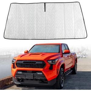 Trumgeta Custom Fit Windshield Sun Shade Fit for Toyota Tacoma 2024 2025 2026, Complete Light & UV Blocking Foldable Sunshade 4th Gen Tacoma Accessories