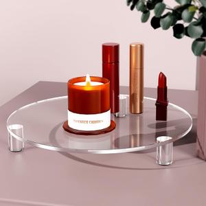 Acrylic Risers for Dcor, 10 Inch Round Clear Pedestal Stand for Indoor Plant Holder, Decorative Modern Acrylic Tray for Bathroom, Counter and Home, 10-inch Clear