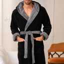 Alexander Del Rossa Mens Robe with Hood, Plush Fleece Hooded Mens Bathrobe, Big and Tall Bath Robe for Men (L)
