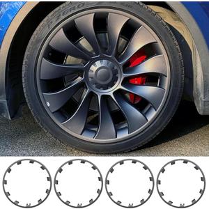 for Tesla Model Y 21 Inch Wheel Rim Protector Hubcaps Uberturbine Wheels Rim Cover Tire Trim Rings Gunpowder 4Pcs Model Y Accessories