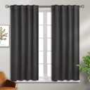 BGment Dark Grey Window Curtains for Bedroom - 38 x 45 Inch Thermal Rod Pocket and Back Tab Blackout Curtains for Kitchen/Window/Living Room, 2 Panels