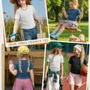 LessonZoo 3 Pack Girls Ribbed Short Sleeve Shirts, 3-Color Set, 5-6 Years