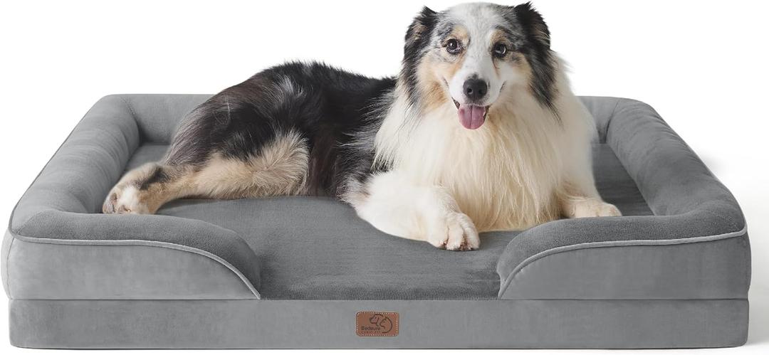 Bedsure Orthopedic Dog Bed for Extra Large Dogs - XL Washable Dog Sofa Beds Large, Supportive Foam Pet Couch Bed with Removable Washable Cover, Waterproof Lining and Nonskid Bottom, Grey (42.0"L x 32.0"W x 6.5"Th)