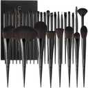 Docolor Makeup Brushes Set Professional (Only 7 Pcs) Obsidian Makeup Brushes Premium Synthetic Powder Kabuki Foundation Contour Blush Concealer Eye Shadow Blending Eyeliner Crease Eyebrow Make Up Brush Kit