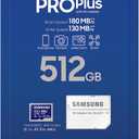 Samsung PRO Plus microSD Memory Card + Adapter, 512GB microSDXC, Up to 180 MB/s, Full HD & 4K UHD, UHS I, C10, U3, V30, A2, for Android Smartphones, Tablets, GoPRO, and DJI Drone (MB MD512SA/AM)