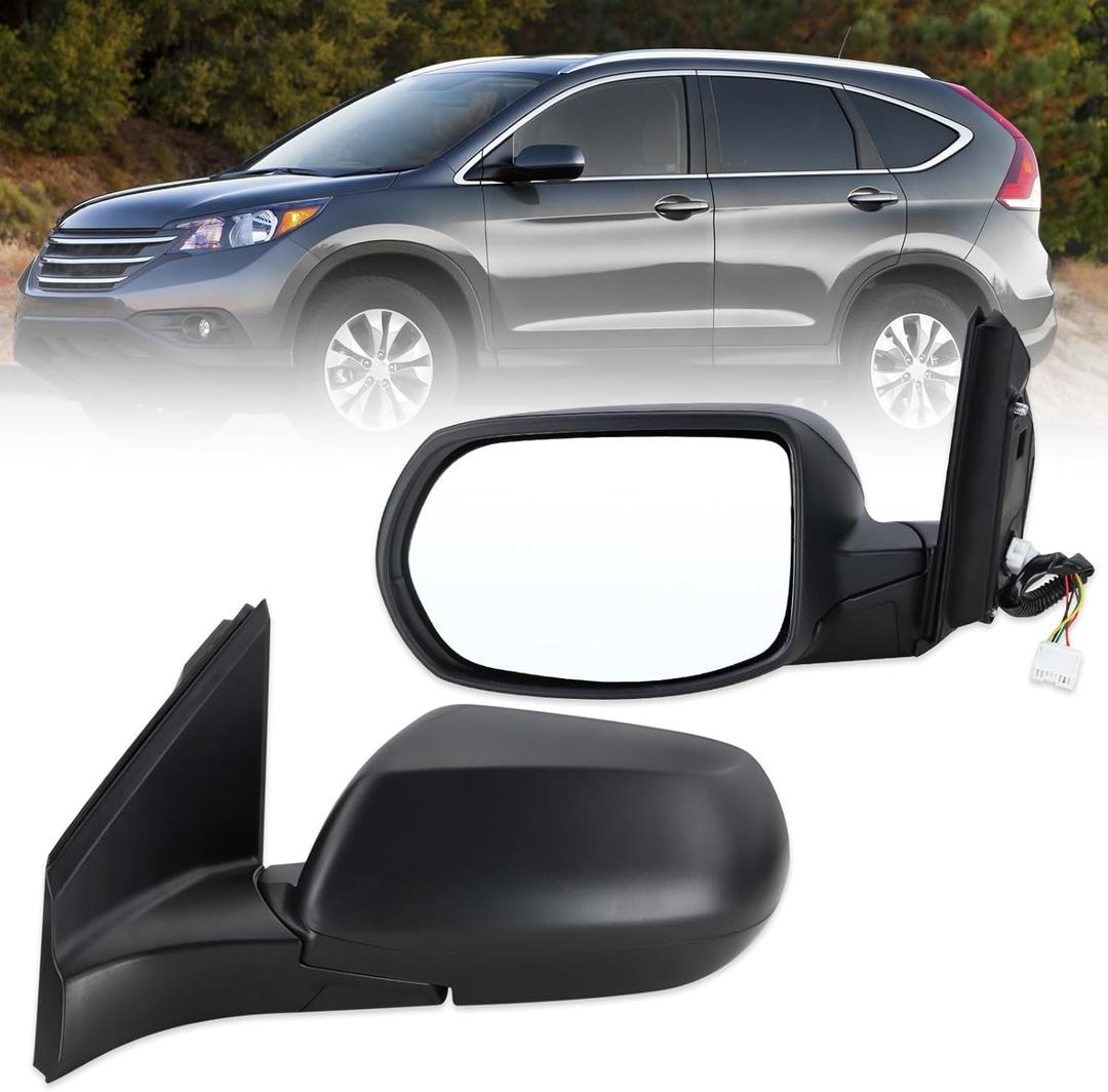 Left Driver Side Mirror Compatible With 2012 2013 2014 2015 2016 Honda CRV CR-V With Manual Folding Power Glass Heated Black Replace#76258-T0A-A21(5Pins)