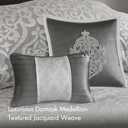 Madison Park Odette Cozy Comforter Set Jacquard Damask Medallion Design - Modern All Season, Down Alternative Bedding, Shams, Decorative Pillows, Cal King(104 in x 92 in), Silver 8 Piece