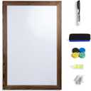 Real Wooden Framed Magnetic Dry Erase Whiteboard, 24" X 36", Vertical/Horizontal Wall Mount, Includes Black Marker, Eraser and 4 Magnets, by Better Office Products (Rustic Brown)