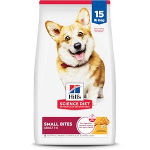 Hill's Science Diet Adult 1-6, Adult 1-6 Premium Nutrition, Small Kibble, Dry Dog Food, Chicken & Barley, 15 lb Bag - BBD 11/20/26 