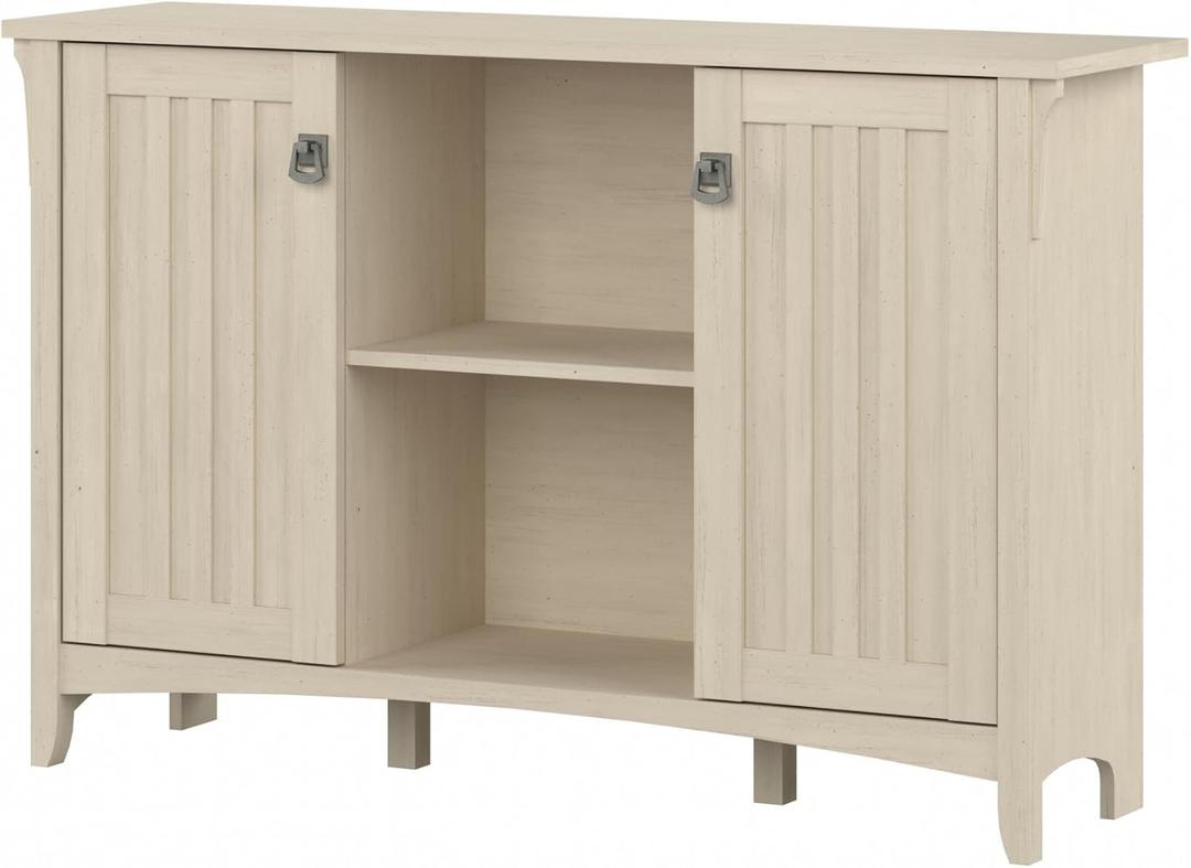 Bush Home Salinas Accent Storage Cabinet with Doors and Shelves, Farmhouse Cabinet Buffets & Sideboards, 46 inches x 30 inches x 13 inches