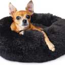 nononfish Puppy Beds for Small Dogs Washable 19" Black Calming and Anxiety Pet Beds Fluffy and Plush Durable Small Dog Bed