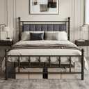Full Bed Frame with Headboard, Velvet Upholstered Platform Bed Frame Full Size, Heavy Duty 13 Metal Slats Support, 14" Underbed Storage, No Box Spring Needed, Noise Free (Black)