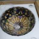 Capulina Tiffany Lamp Cream Brown Stained Glass Pendant Light 12 Inches