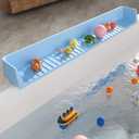 Splash Guard for Bathtub Kids, Longer Silicone Bathtub Water Guard, Toy Tray Caddy Holder for Tub, Bathtub Splash Guard Prevent Water Spills in Bathroom (2.6FT, Blue)