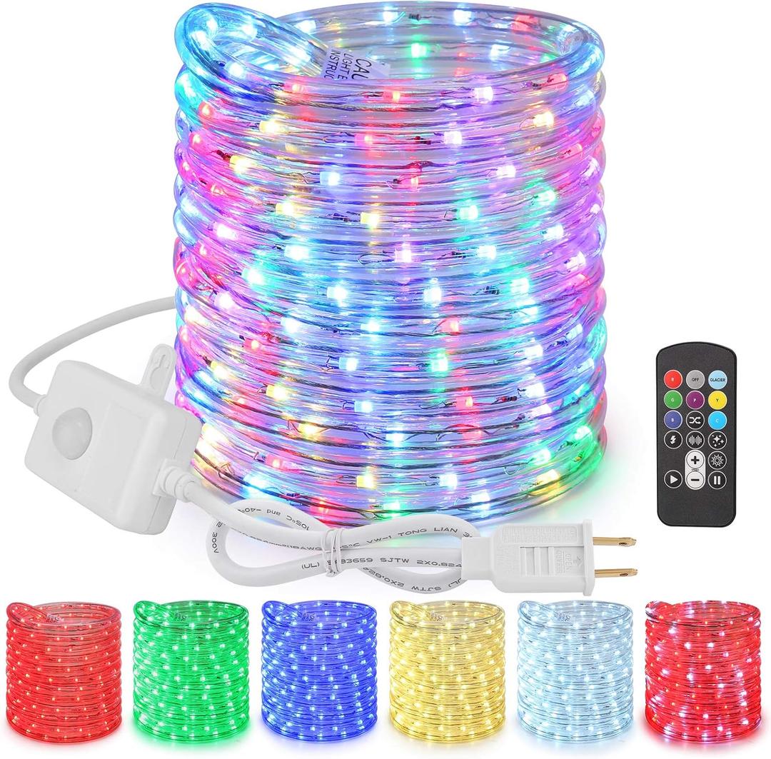 Brizled Color Changing Rope Lights, 18ft 180 LED RGB Rope Lights, Connectable Rope Lights Indoor Rope Lighting with Remote Outdoor White Rope Lights Waterproof Color Twinkle Tube Lights for Christmas (RGB (Red, Green, Blue))