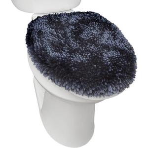 Town & Country Basics Spa Step Noodle Solid Bathroom Toilet Lid Cover, Plush, Soft, and Absorbent, Machine Washable, Blue, 18.5"x19.6"