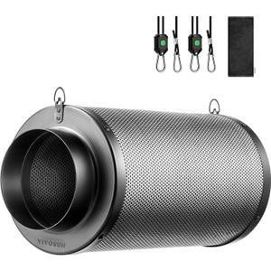VIVOSUN 6 Inch Air Carbon Filter Smelliness Control with Australia Virgin Charcoal for Inline Fan, Grow Tent Smelliniss Scrubber, Pre-Filter Included, Reversible Flange 6"x 16", Black